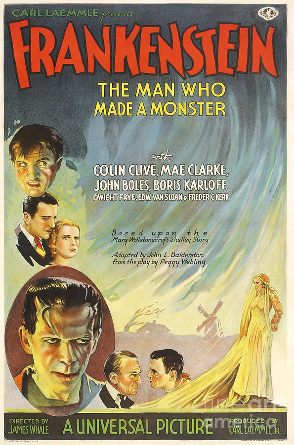 Frankenstein The Man Who Made the Monster 1931 movie poster Painting by Vintage Collectables