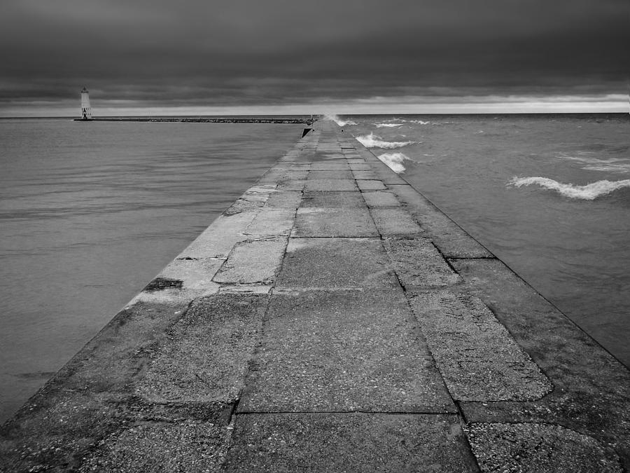 Frankfort Michigan Pier Black and White Photograph by Pelo Blanco Photo