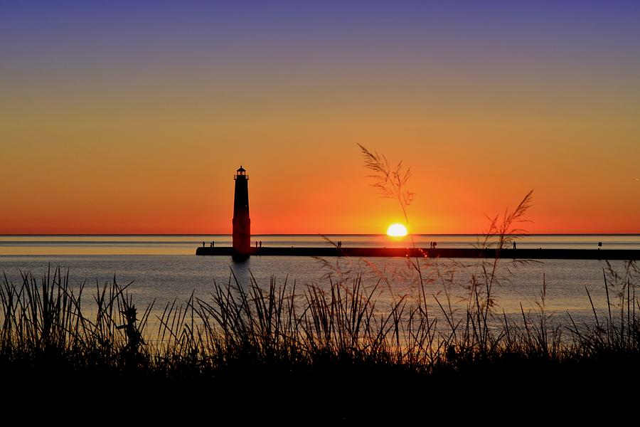 Lake Michigan Photograph - Frankfort North Breakwater Lighthouse by DJ Florek