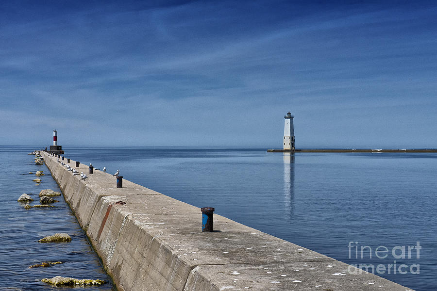 Lighthouse Photograph - Frankfort North Breakwater Lighthouse Michigan by Brian Mollenkopf