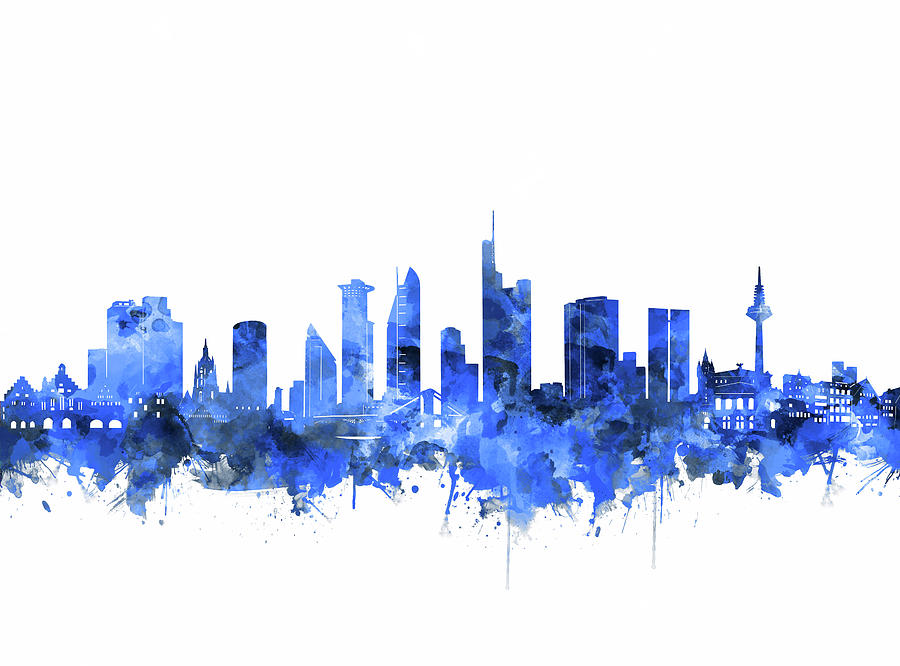 Frankfurt City Skyline Blue Digital Art