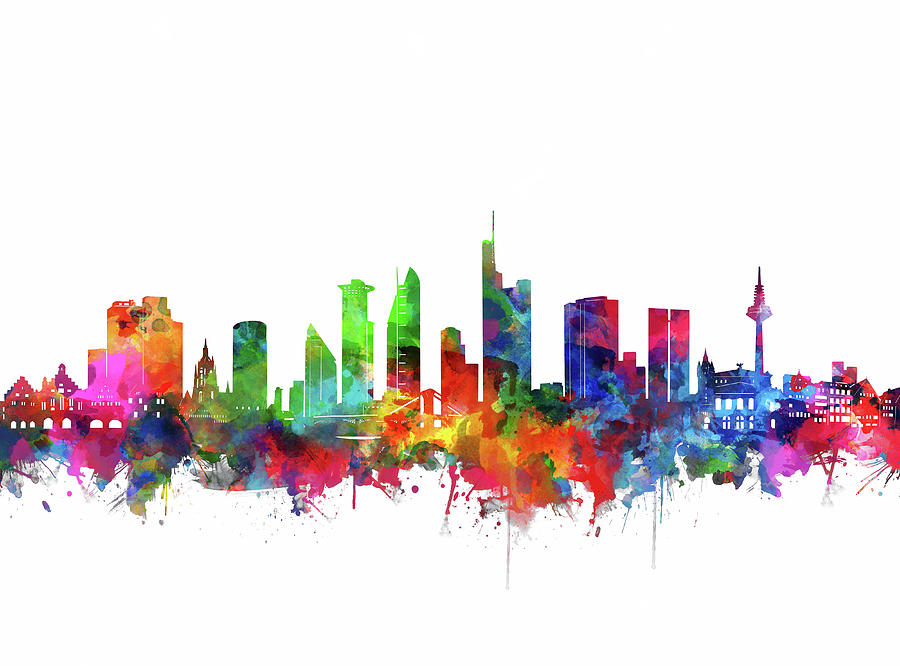 Frankfurt City Skyline Watercolor 2 Digital Art