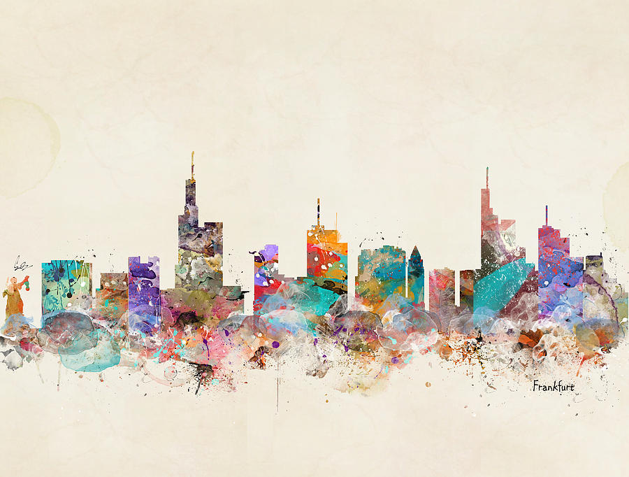 Frankfurt Germany Skyline Painting by Bri Buckley