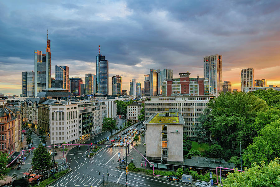 Frankfurt Skyline At Sunset Photograph By Cityscape Photography - Fine ...