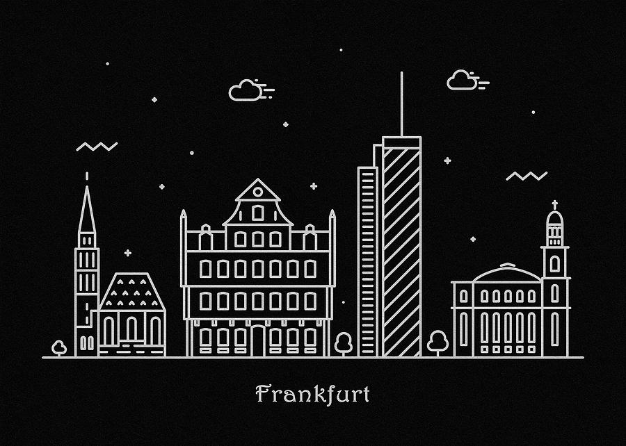 Frankfurt Skyline Travel Poster Drawing by Inspirowl Design