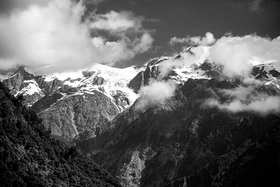 Franz Josef Glacier Valley New Zealand BW Photograph by Joan Carroll