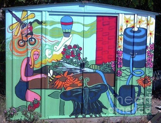 Franz Park Community Garden Shed Mural Painting by Genevieve Esson