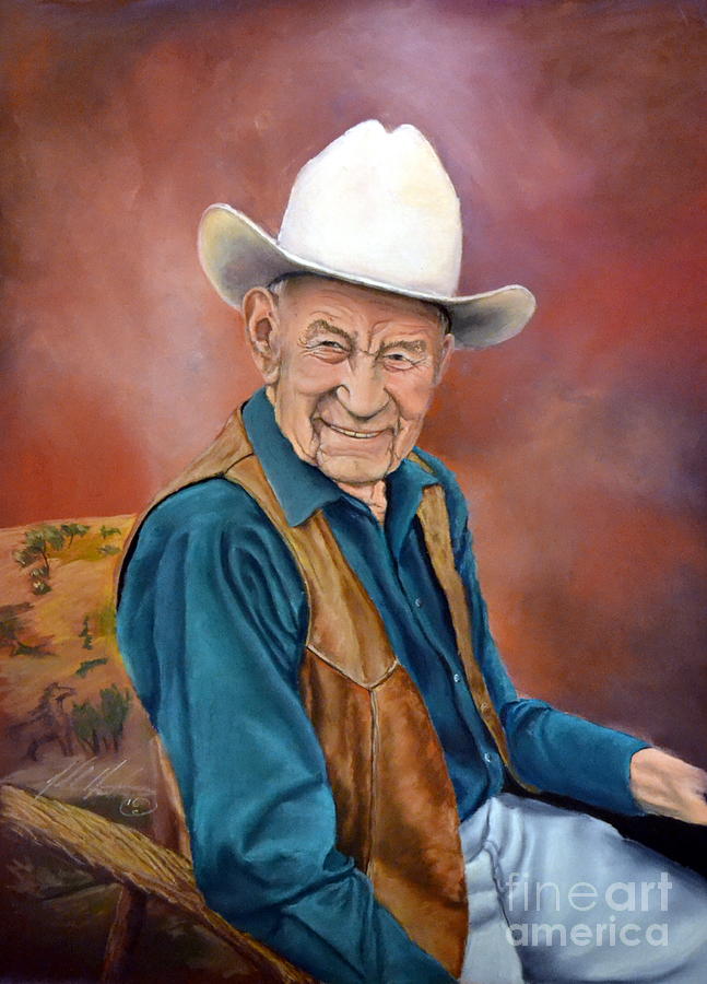 Fred Oldfield-The last of the Cowboy artists Pastel by John Huntsman
