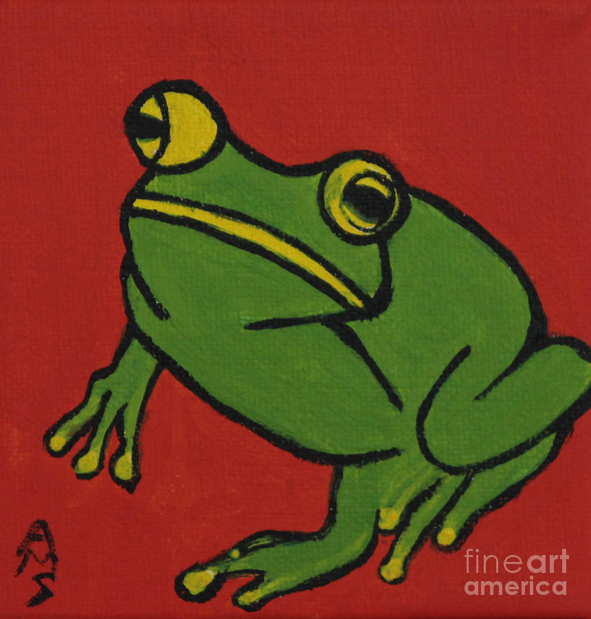 Fred the Frog Painting by Annette M Stevenson