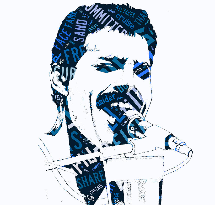 Freddie Mercury of Queen We Are The Champions Lyrics Mixed Media by Marvin Blaine