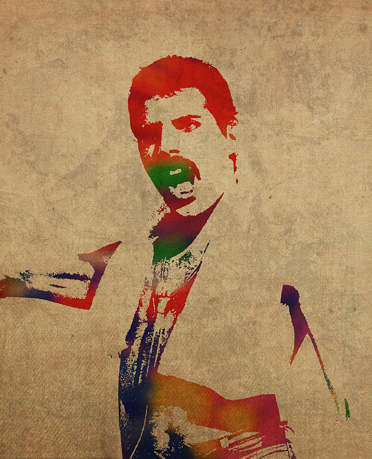 Freddie Mercury Mixed Media - Freddie Mercury Watercolor Portrait by Design Turnpike