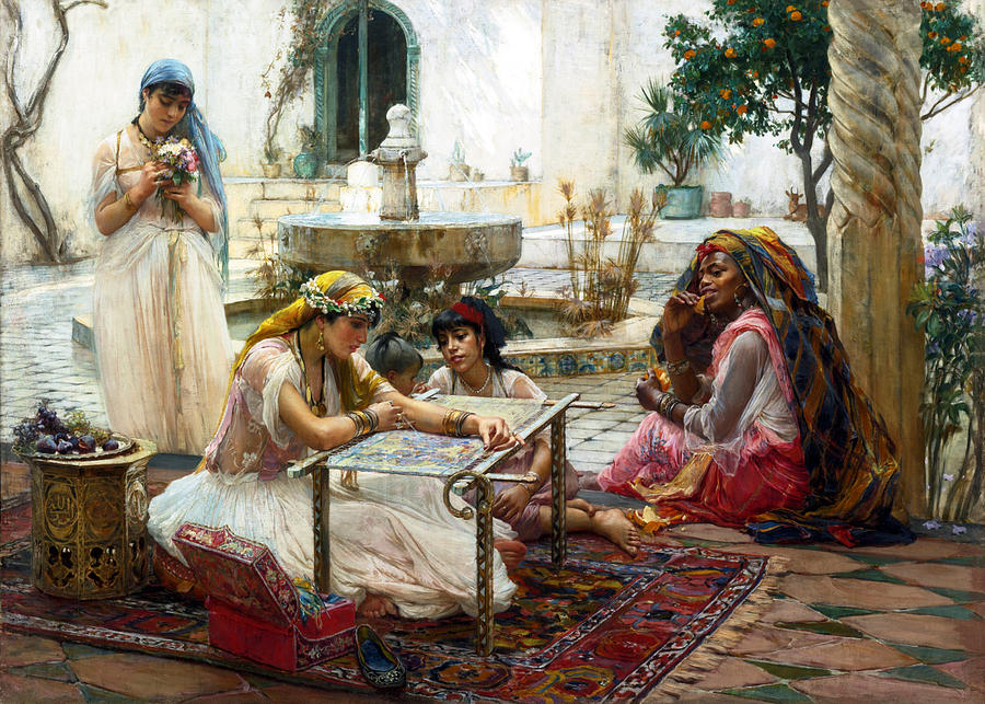 Frederick Arthur Bridgman Four Women Painting by Munir Alawi