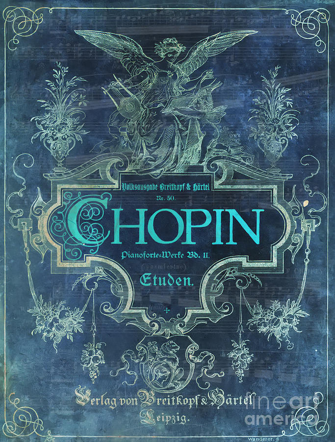 Chopin Digital Art - Frederick Chopin Blue by Justyna Jaszke JBJart