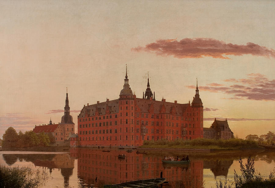 Frederiksborg Castle seen from Hunter Bakken Painting by Christen Kobke
