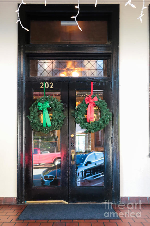 Fredricksburg Door Decorated for Christmas Photograph by Thomas Marchessault