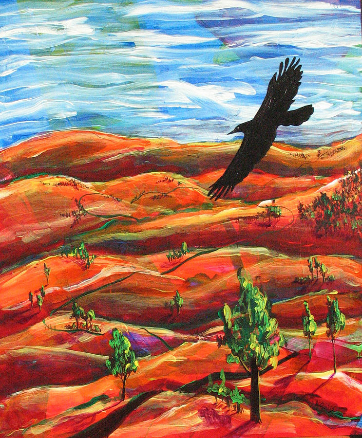 Raven Painting - Free As A Bird by Rollin Kocsis