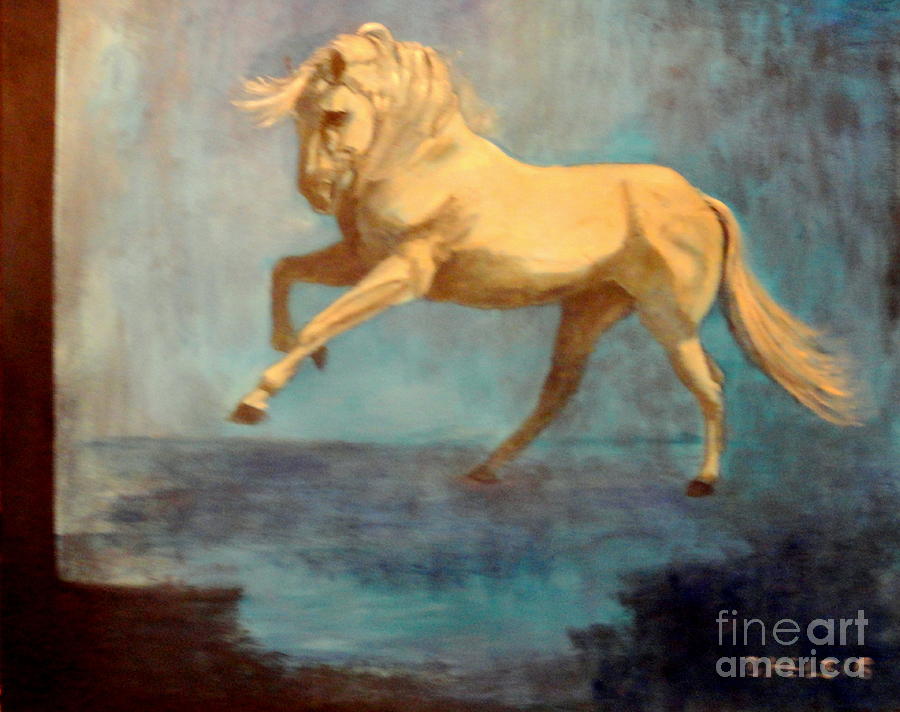 Horse Painting - Free As The Wind by Dagmar Helbig