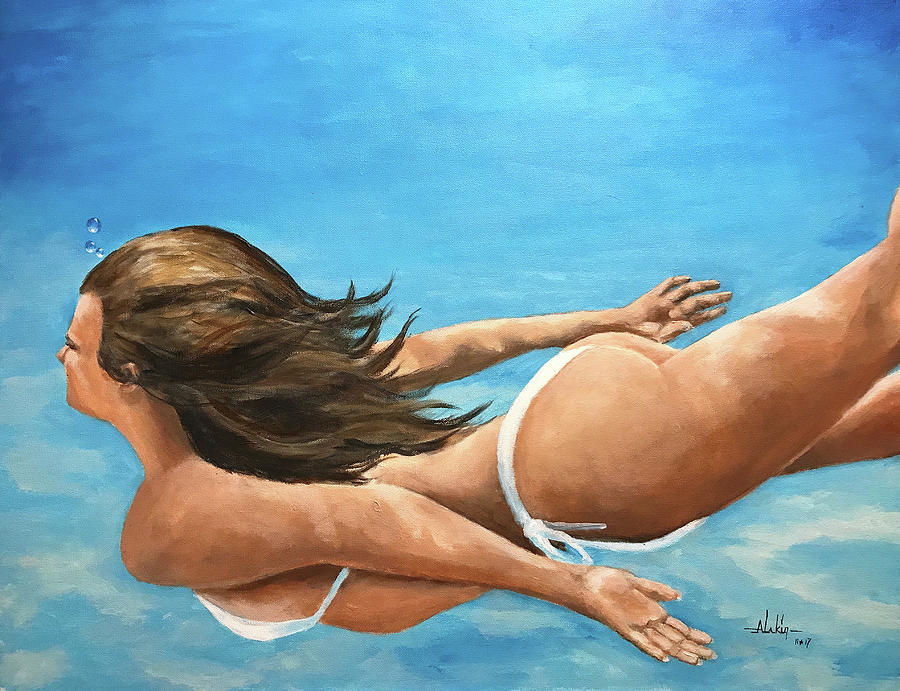 Free Dive Painting by Alan Lakin