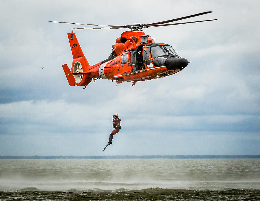 Free Falling Rescue Swimmer 1 Photograph by Gregory Daley  MPSA