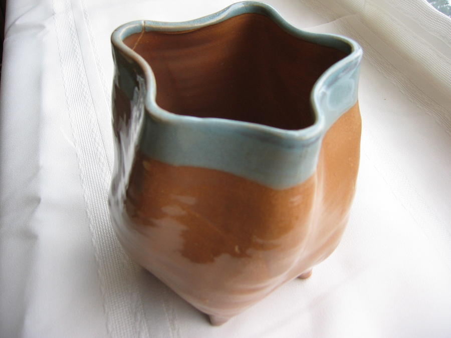 Throw Ceramic Art - Free-form Pentagon Vase  by Julia Van Dine