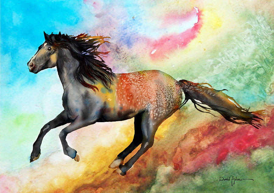 Horse Painting - Free Gallop Colorful Daniel Adams by Daniel Adams
