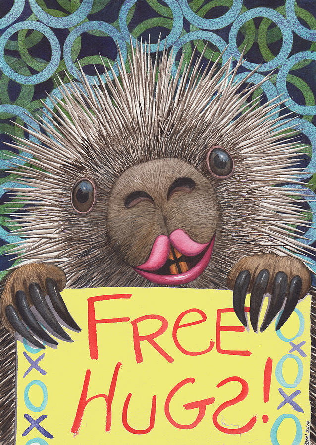 Porcupine Painting - Free Hugs by Catherine G McElroy