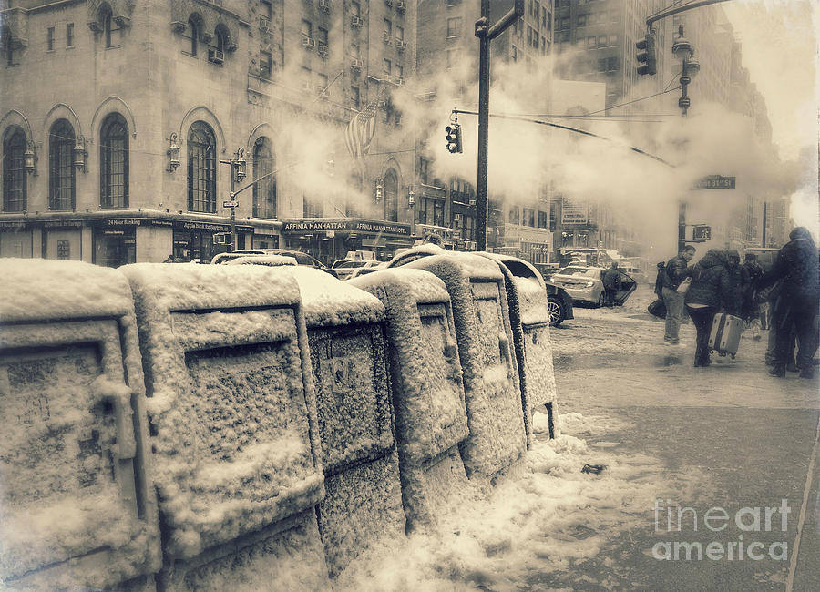 Free Papers - If You Can Get Them - Snowy Day in the City Photograph by Miriam Danar