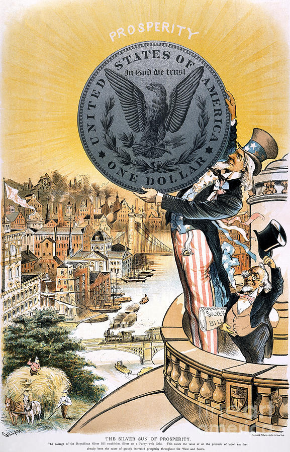 Coin Photograph - Free Silver Cartoon, 1890 by Granger