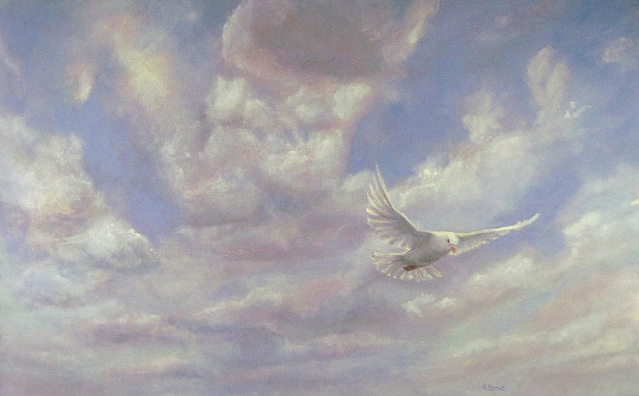 Free Spirit - White Dove of Hope Painting by Robie Benve