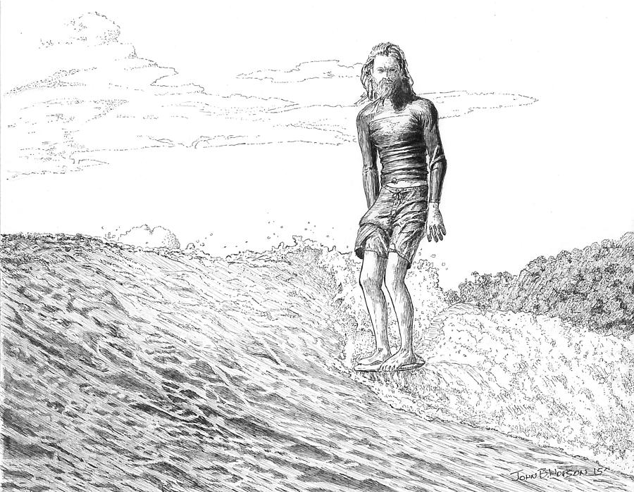 Summer Drawing - Free Surfer by John Hopson