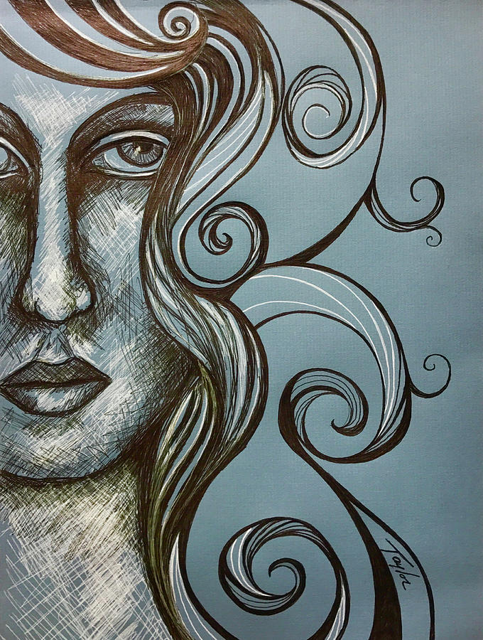 Free Your Mind On Blue Drawing by Laura Taylor