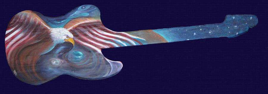 Freedom Guitar Painting by Sherry Strong
