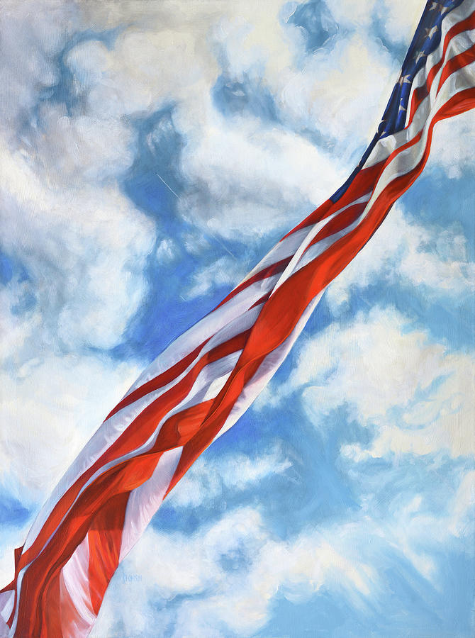 Independence Day Painting - Flying High by K Thompson Paul