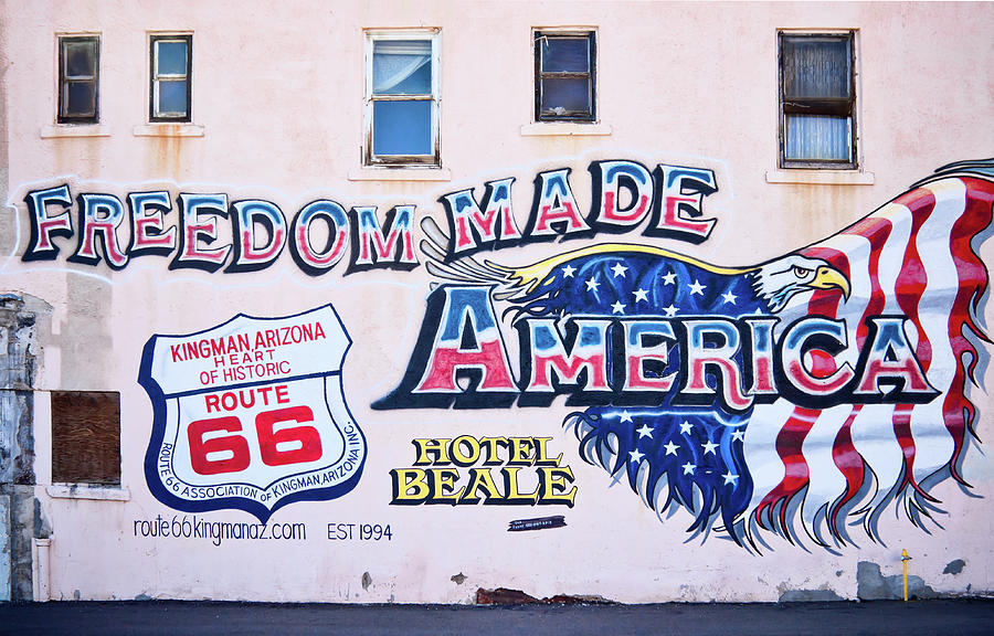 Freedom Made America - mural art on route 66 Photograph by Tatiana Travelways