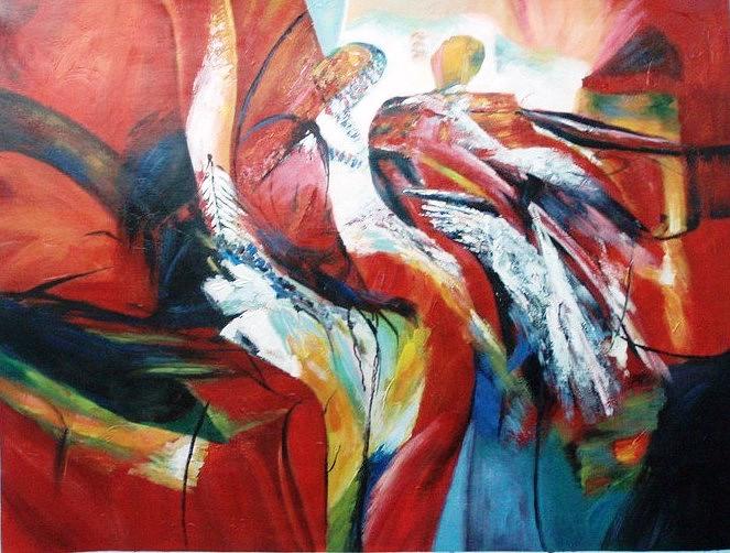 Abstract Painting - Freedom of Dancing 1 by Manas Roy 