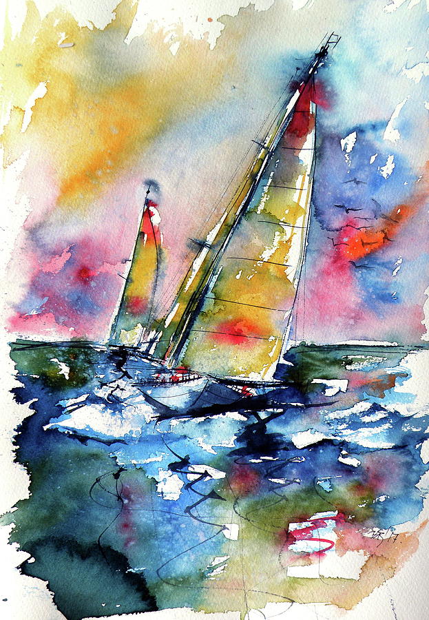 Freedom on the water Painting by Kovacs Anna Brigitta