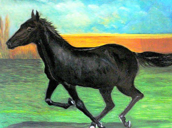 Horse Painting - Freedom by Pilar  Martinez-Byrne