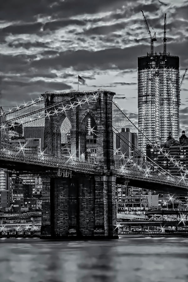 Brooklyn Bridge Photograph - Freedom Rising BW by Susan Candelario