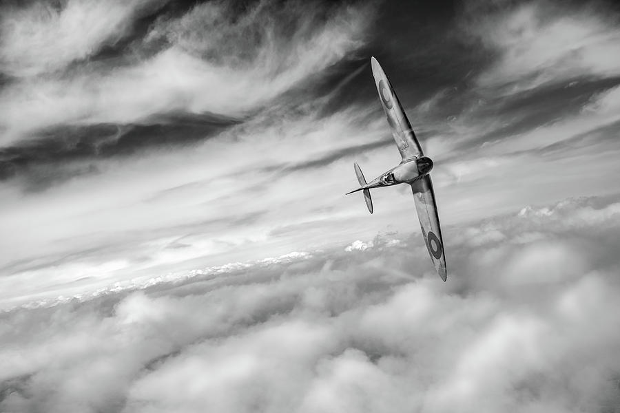 Freedom - Spitfire solo black and white version Photograph by Gary Eason