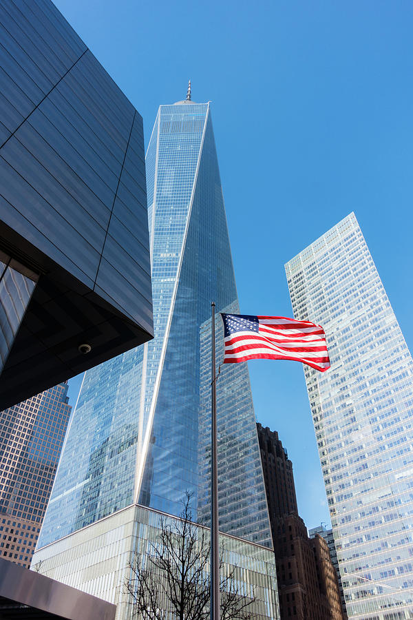 Freedom Tower and American Flag Photograph by SR Green