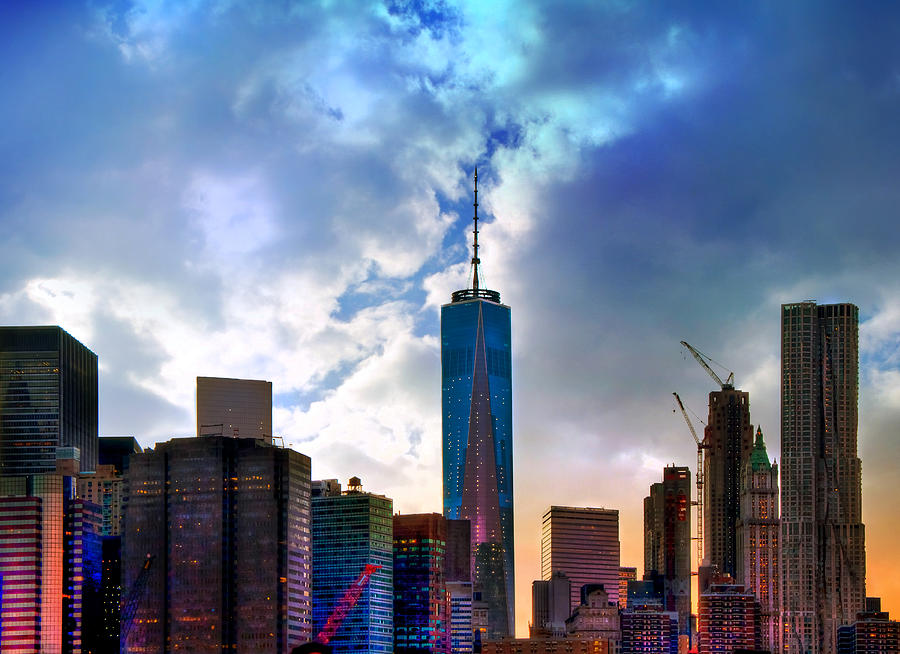 Freedom Tower and New York City Skyline at Sunset Photograph by Joann Vitali