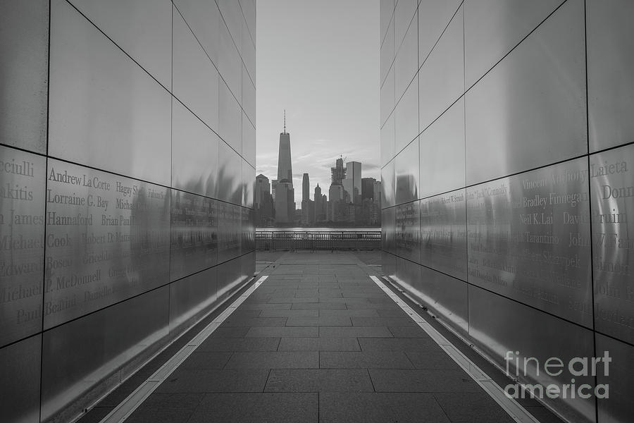 Freedom Tower From Empty Sky Memorial bw Photograph by Michael Ver Sprill