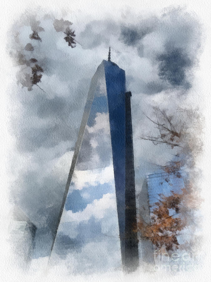 Freedom Tower Reflections Painting by Kerri Farley