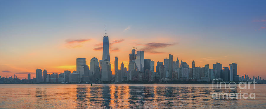 Freedom Tower Sunrise Panorama Photograph by Michael Ver Sprill