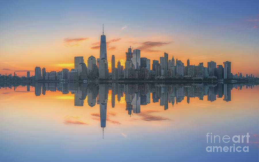 Freedom Tower Sunrise Reflections Photograph by Michael Ver Sprill