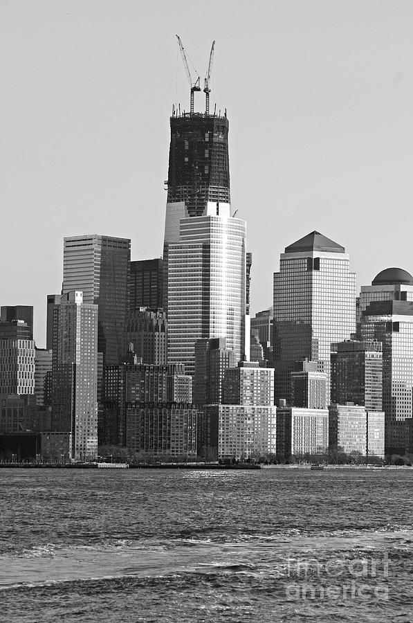 Freedom Tower Under Construction in black and white Photograph by Paul Ward