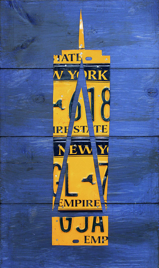 City Mixed Media - Freedom Tower World Trade Center New York City Skyscraper License Plate Art by Design Turnpike