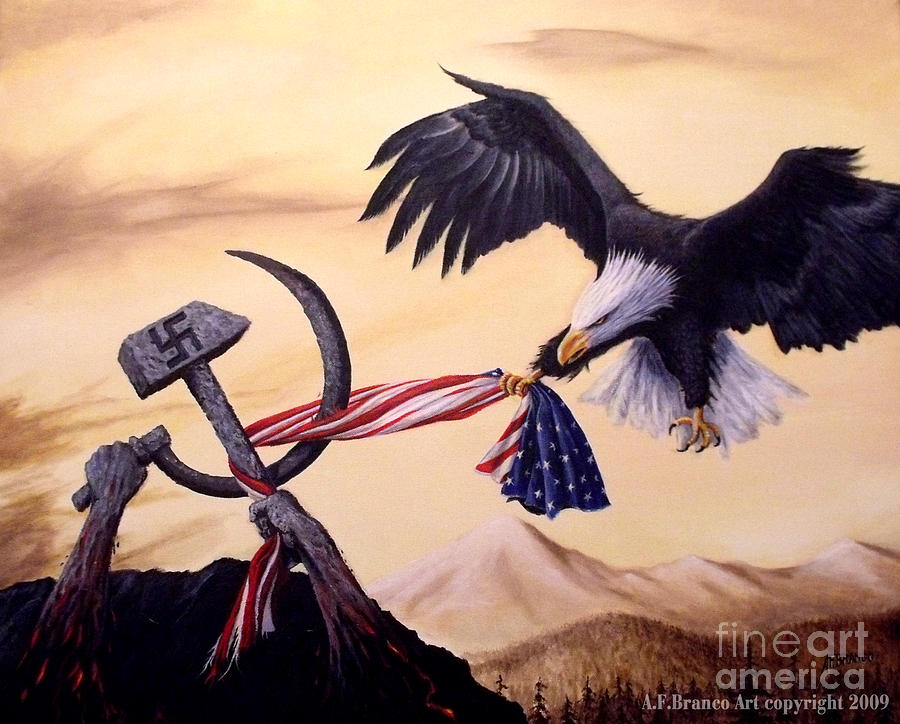 Eagle Painting - Freedoms battle by Antonio F Branco