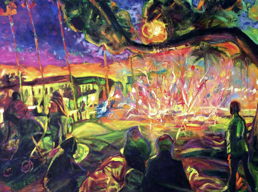 Sunset Painting - Freedoms Fire by Bonnie Lambert