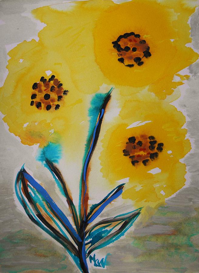 Freeform Sunflower Painting by Mary Carol Williams